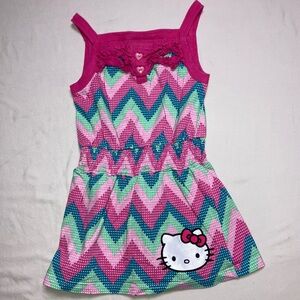 Hello Kitty Jumper Romper Girl’s 6 Fuchsia Pink Ruffle Tank Short Skort Combo
